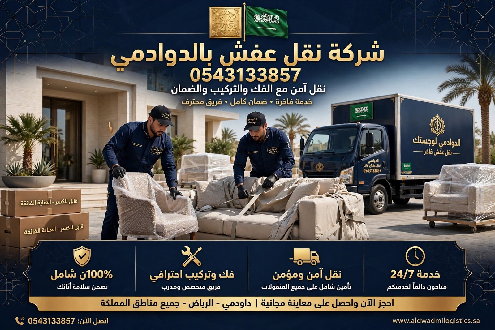 شركة نقل عفش بالدوادمي 0543133857 | نقل آمن مع الفك والتركيب والضمان