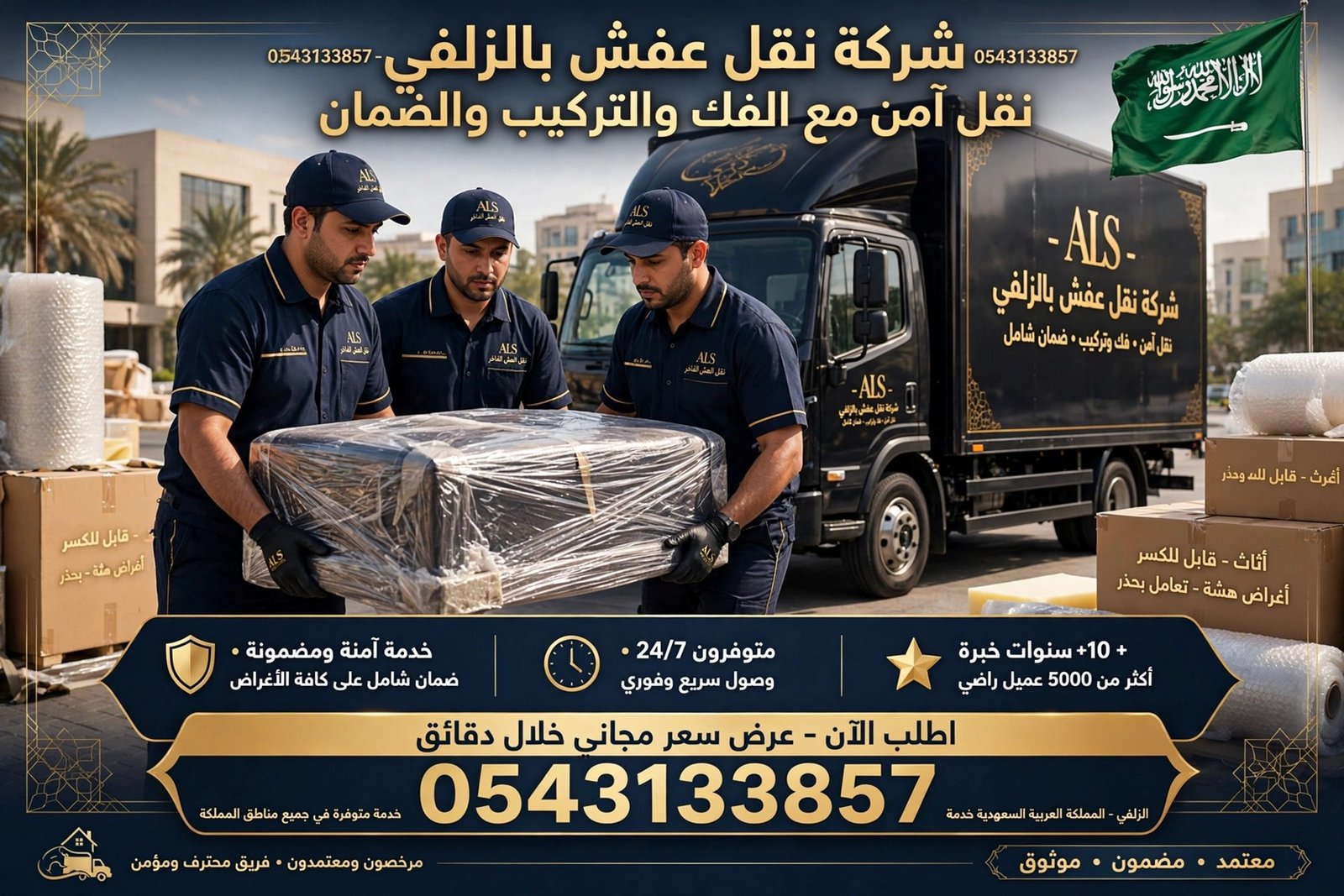 شركة نقل عفش بالزلفي 0543133857 | نقل آمن مع الفك والتركيب والضمان